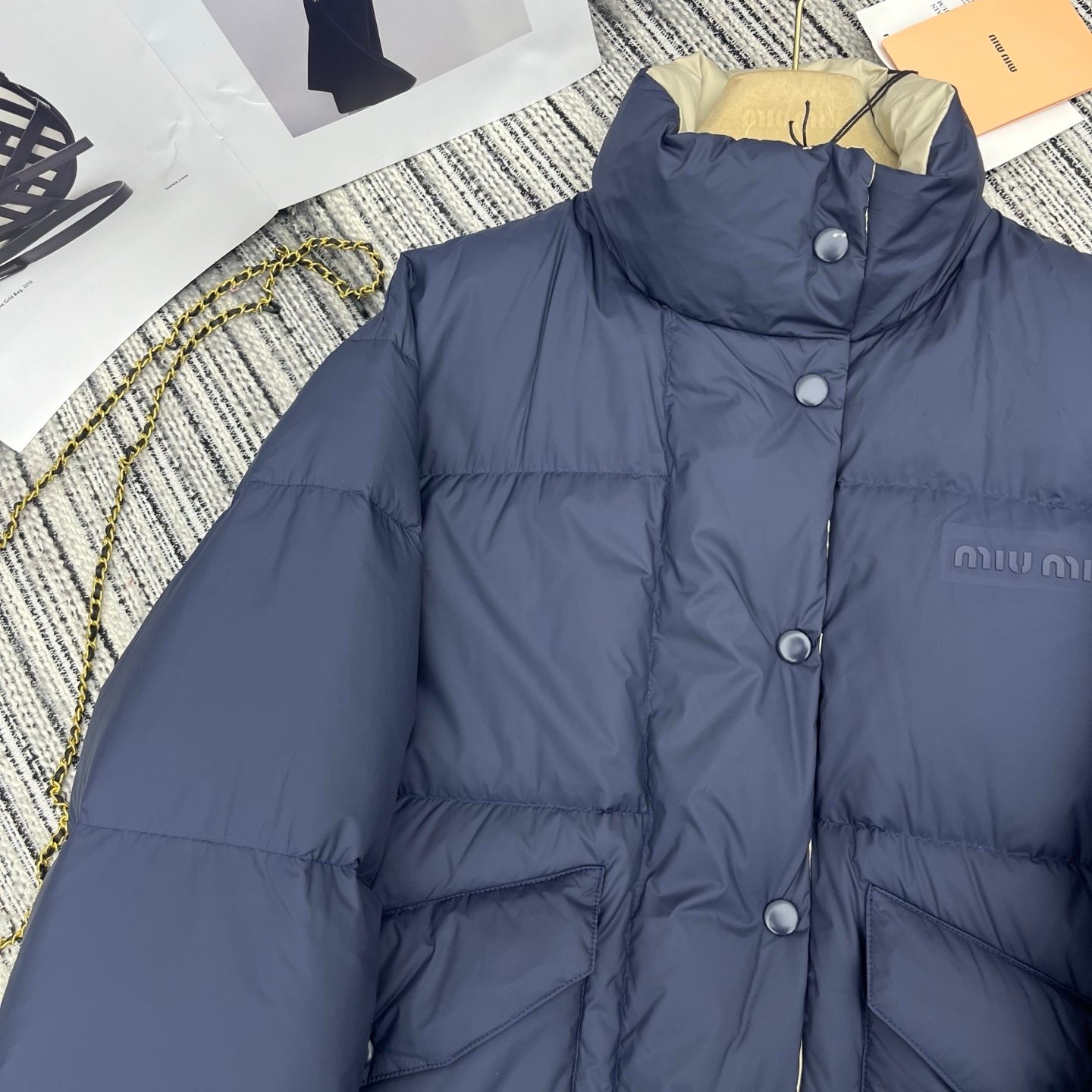 M1um1u Reversible Technical Ponge Down Jacket Blue Ml1320 17Op F0Oqu S Ooo