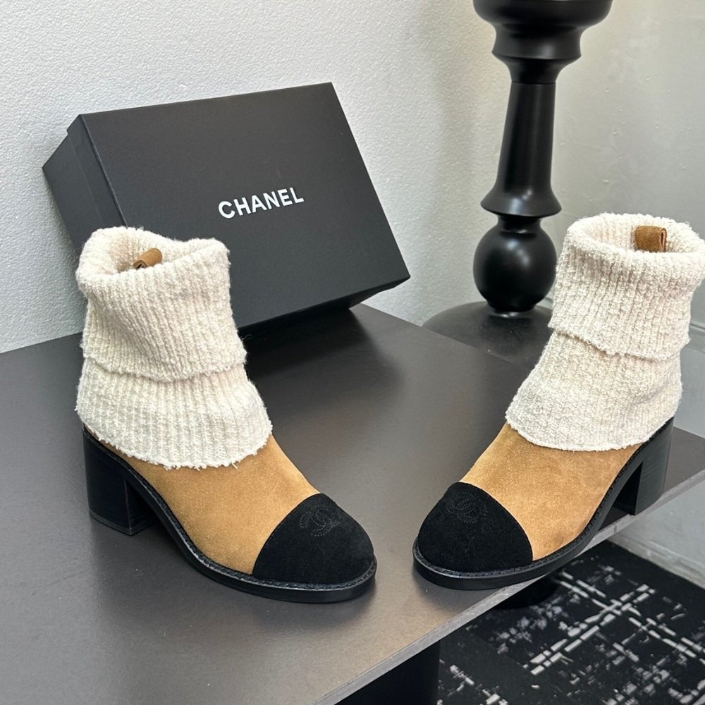 Ch**el Knit Boots Beige G46038 B18433 Nzzx3