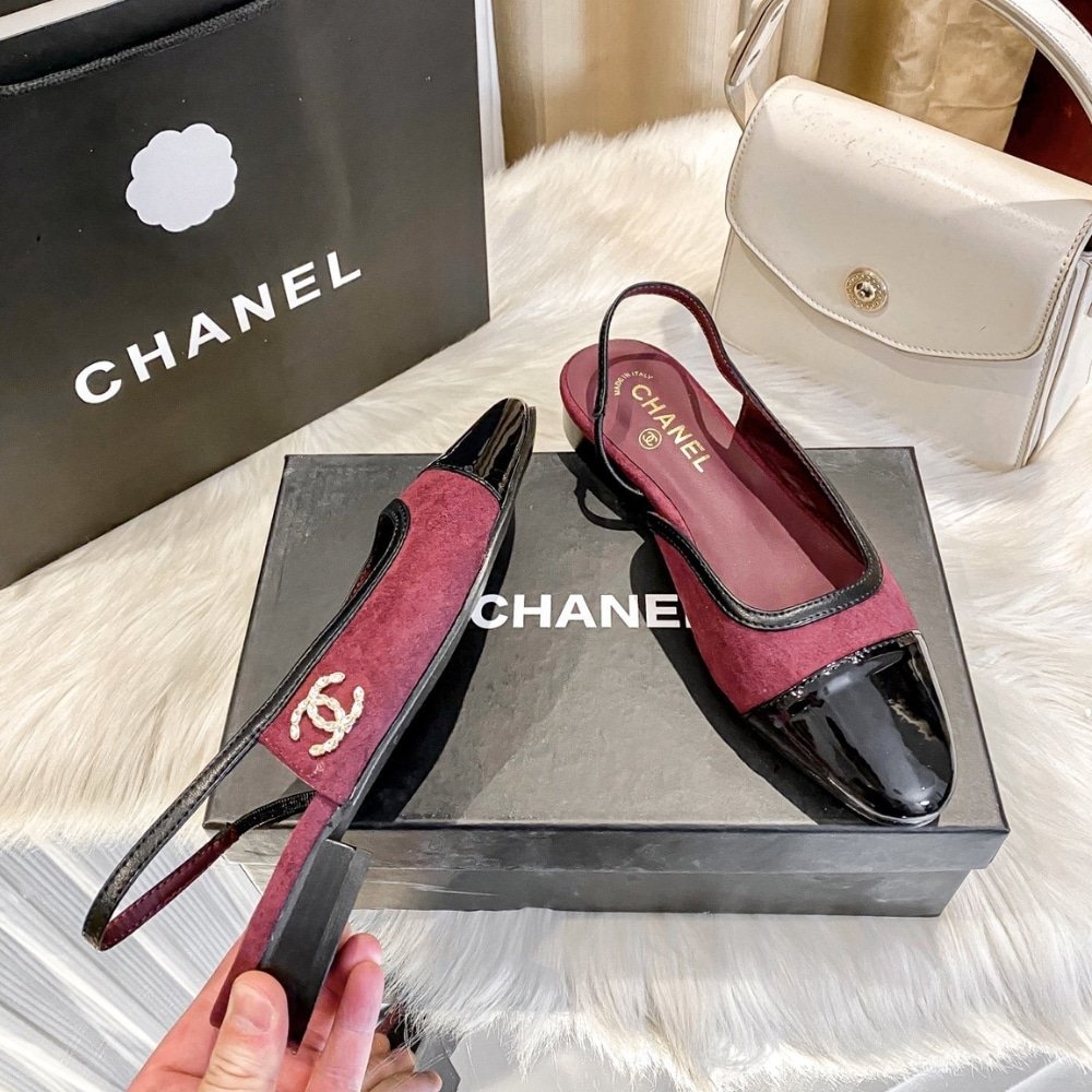 Ch**el Slingback Burgundy G46000 B18056 Nzs76