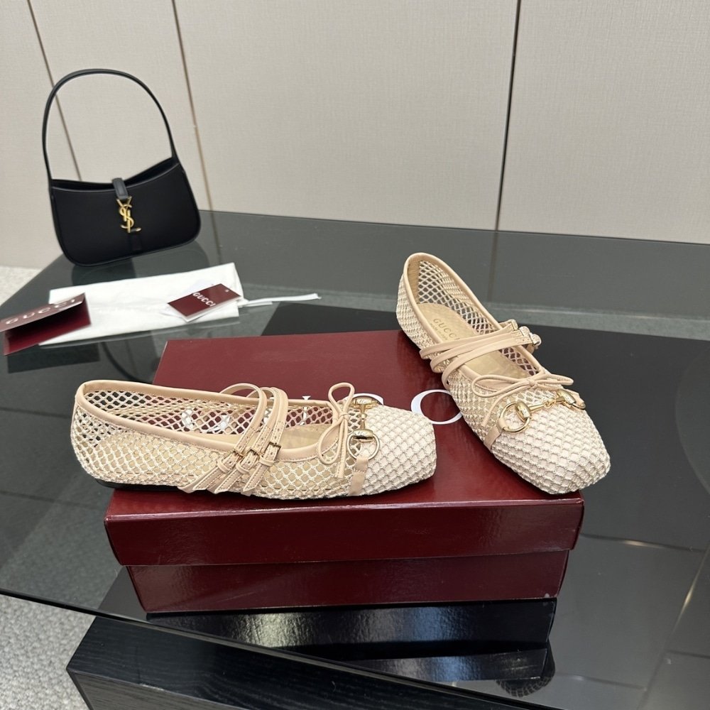 Gvc*1 Women Horsebit Ballet Flat Beige Mesh ‎835077 Faeqz 5741
