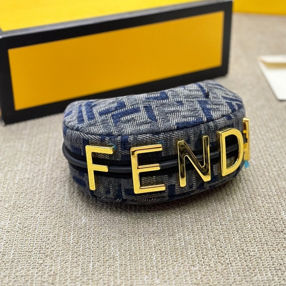 F**di F**digraphy Small Dark Blue Ff Chenille Bag 30Cm 8Br798Asu0F1Pqm