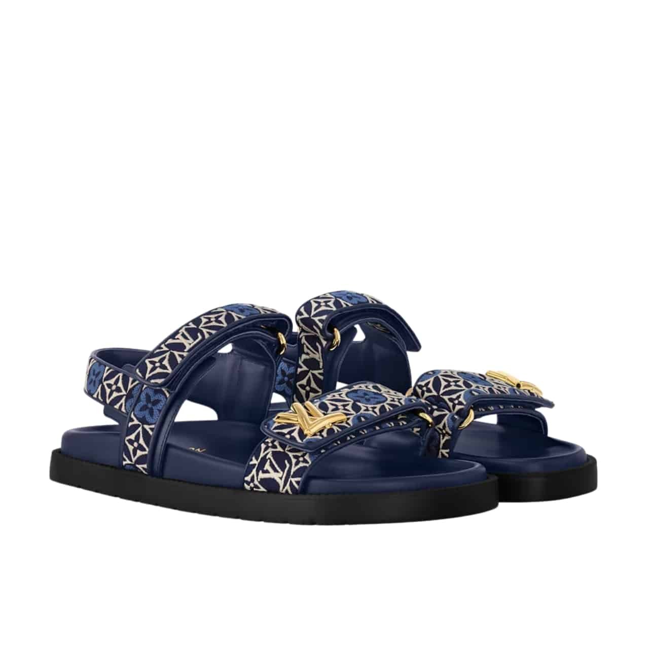 L0vis Vvtt0n Lv Sunset Flat Comfort Sandal Navy Blue 1Ahnkd