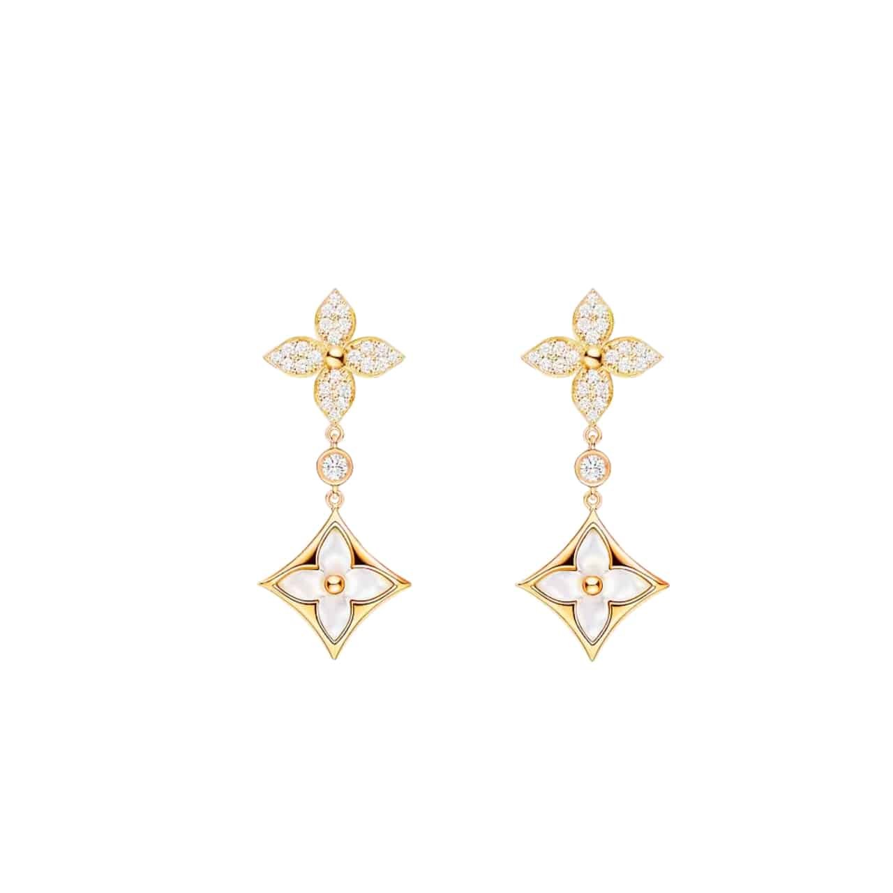 L0vis Vvtt0n Color Blossom M Star Multi Motif Earrings Gold Q06489