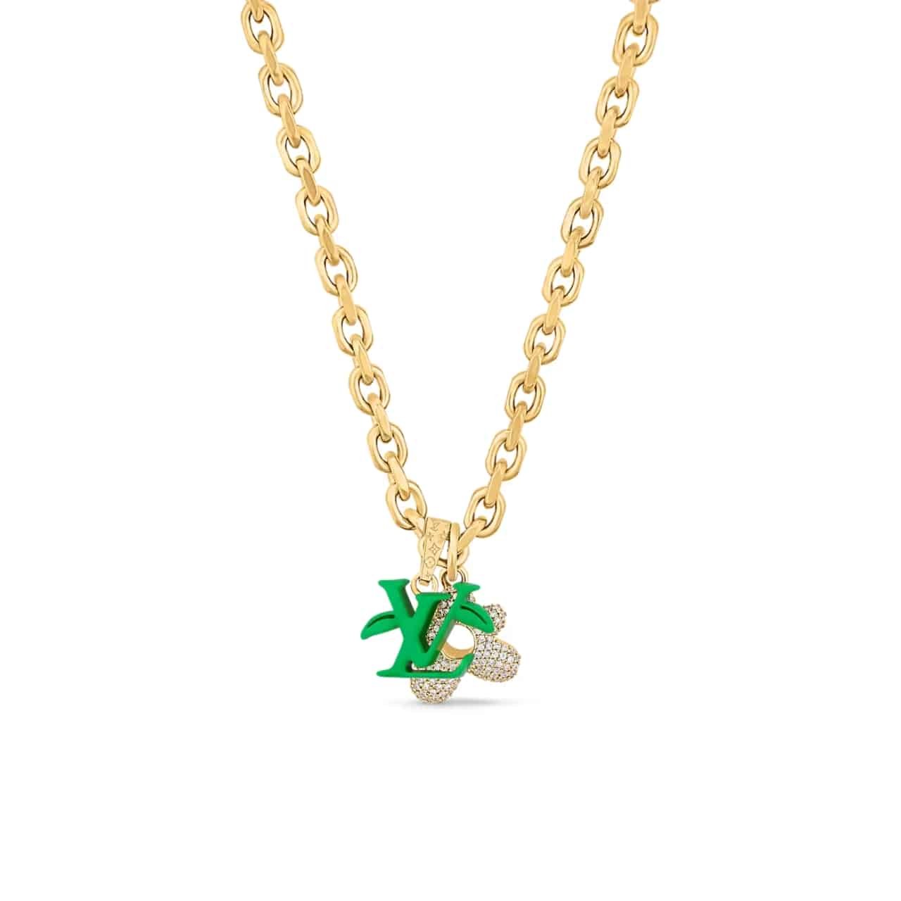 L0vis Vvtt0n Lv Blooming Necklace Gold With Green M01867