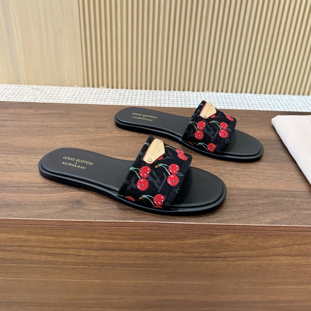L0vis Vvtt0n X Takashi Murakami Lily Flat Mule Black