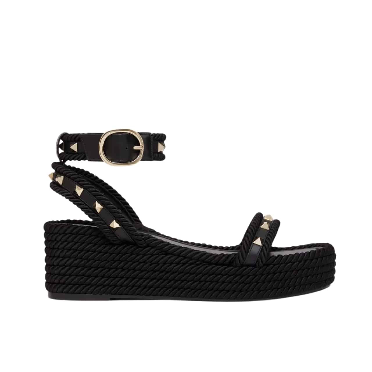 Va1e*ntin0 Rockstud Flatform Sandal In Calfskin 2W2S0Gi3Bae0No