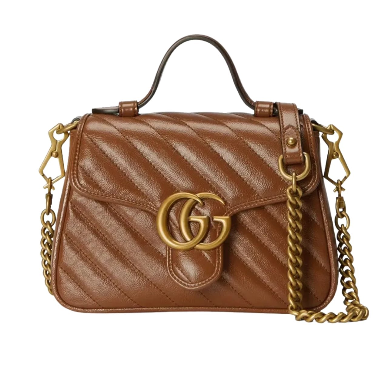 Gvc*1 Gg Marmont Mini Top Handle Bag Brown 20Cm