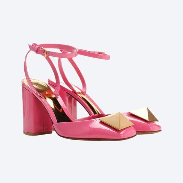 Va1e*ntin0 One Stud Pump In Patent Leather 90Mm Pink Xw2S0Dt4Laf