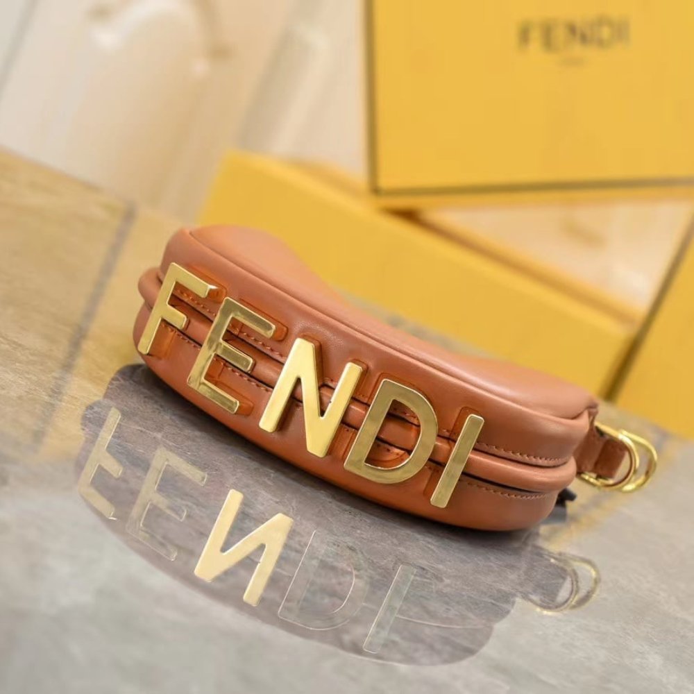 F**di F**digraphy Mini Leather Mini Bag Brown 20Cm 8BS081A5DYF1MQI