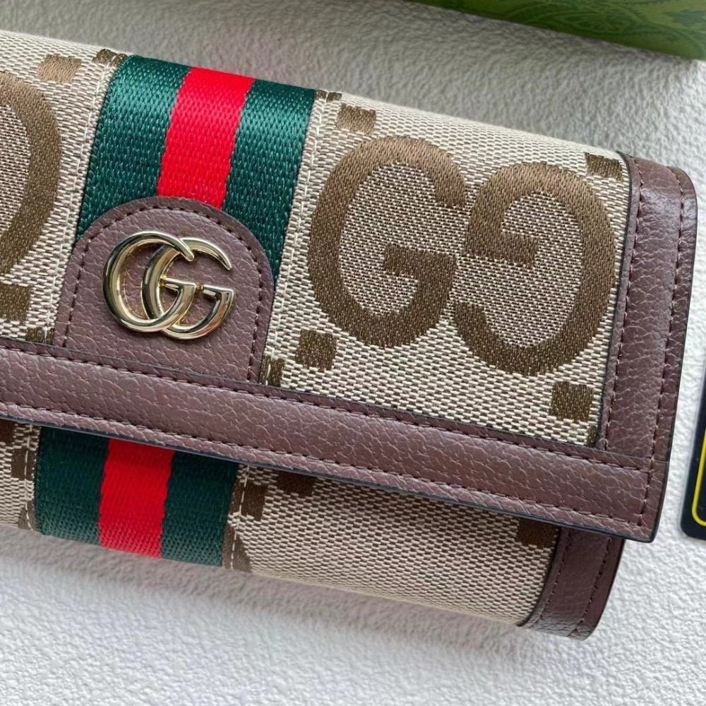 Gvc*1 Ophidia Jumbo Gg Long Wallet Beige 19Cm