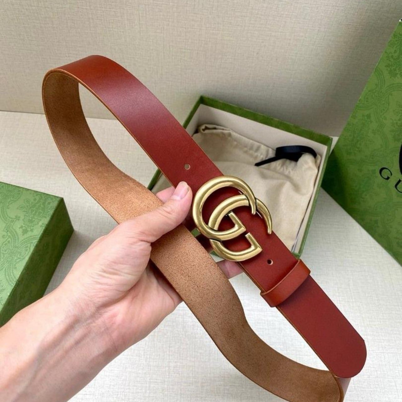 Gvc*1 Gg Marmont Thin Belt Brown 409417 Caaai 2535