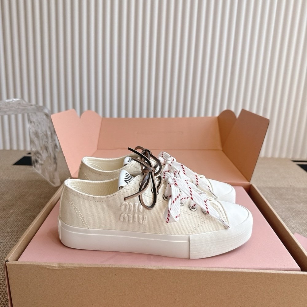 M1um1u Washed Denim Sneaker Ivory 5E384E Csl F0304 F 005