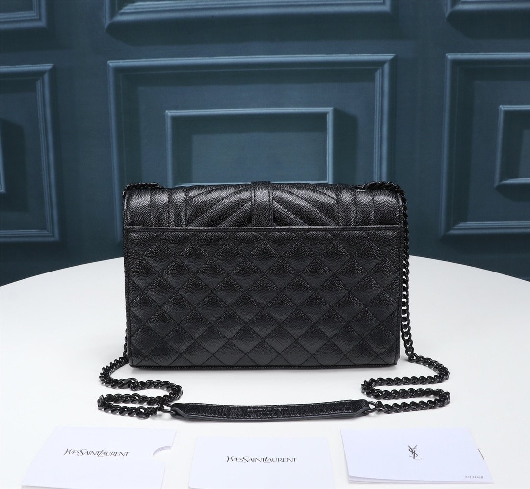 Sa1nt Lau*nt Envelope Small Bag In Mix Matelassé Grain De Poudre Embossed Black Noir 600195Bow981000