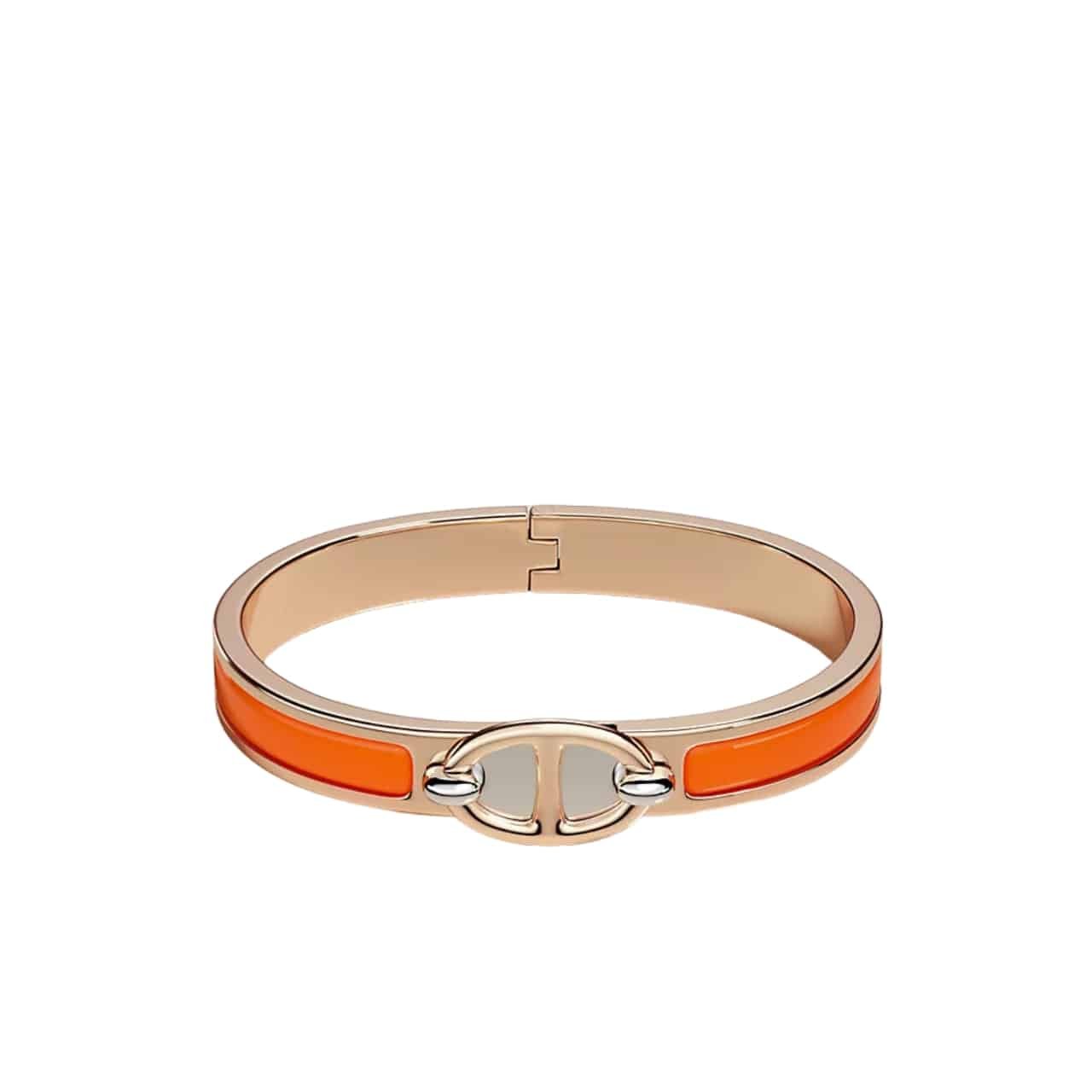 H**me5 Mini Clic Anchor Chain Bracelet Rose Gold Tone With Orange H209000Fo8Apm