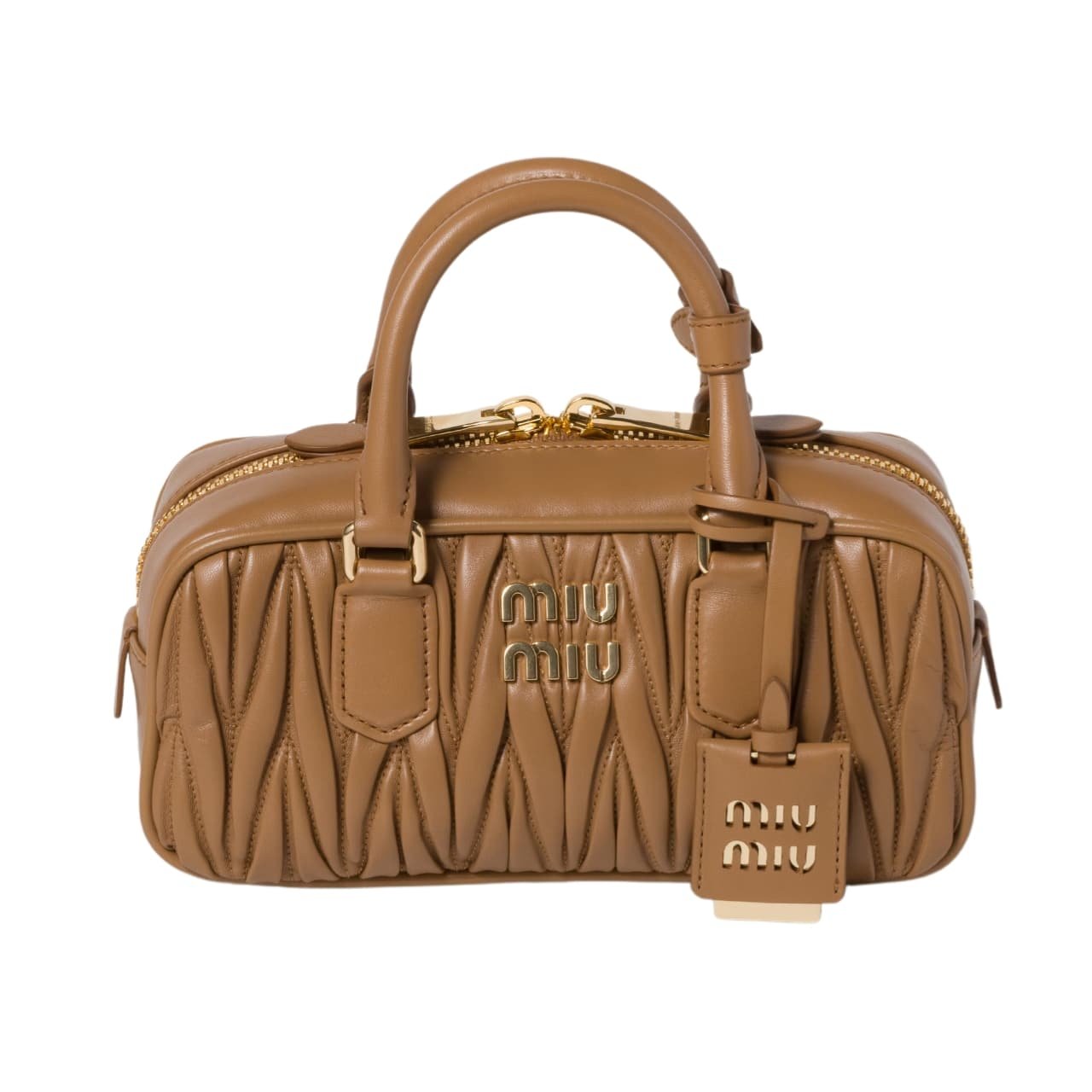 M1um1u Arcadie Matelassé Nappa Bag Caramel 23Cm 5Bb142 An88 F098L V Oon