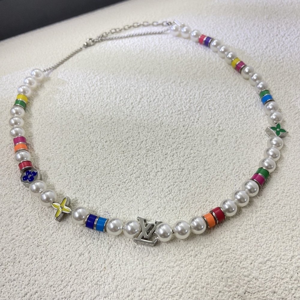 L0vis Vvtt0n Mng Pearls Party Necklace Multicolor With Silver Metal M01500