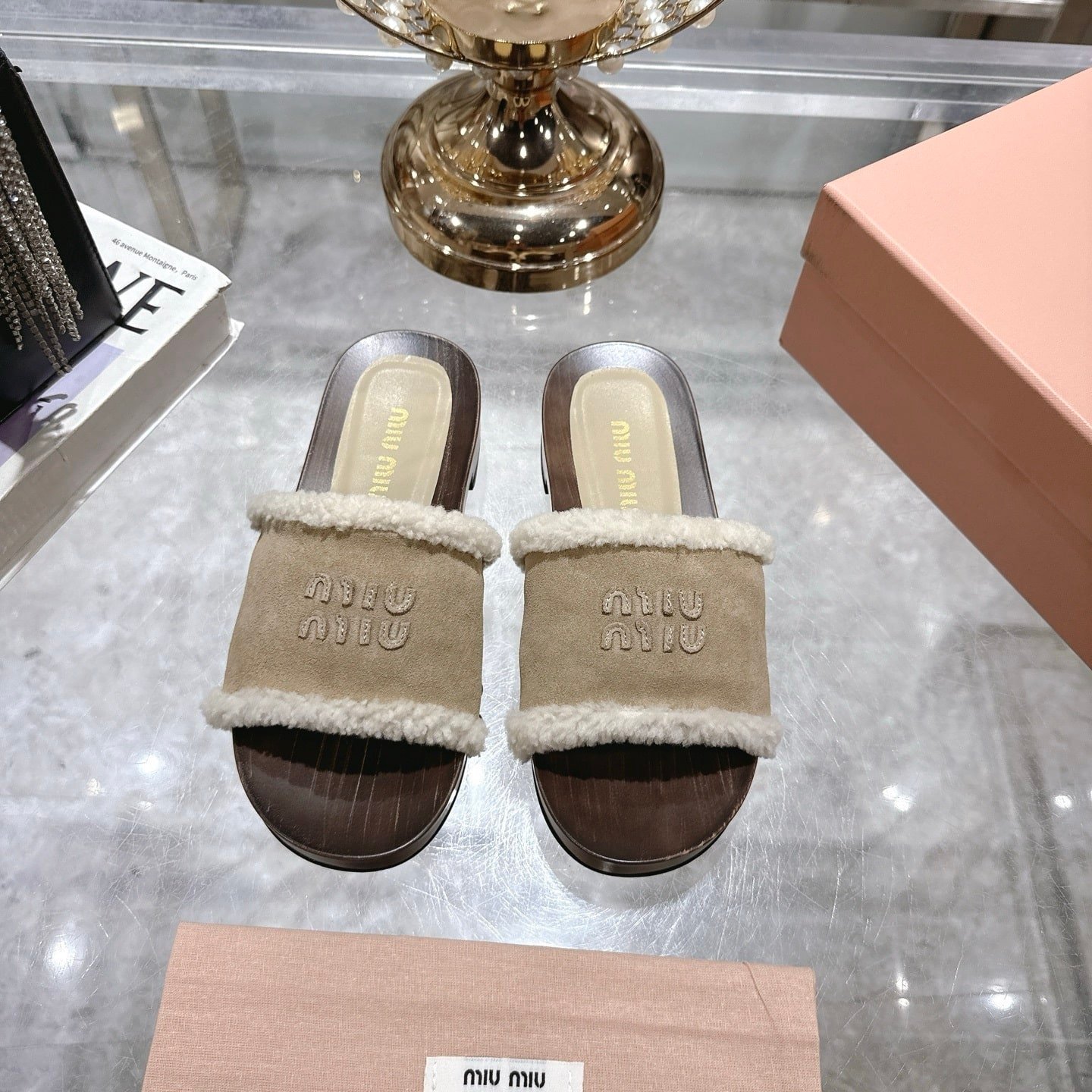 M1um1u Suede Clogs Desert Beige 5Z505E Z0G F0F24 F Zf30