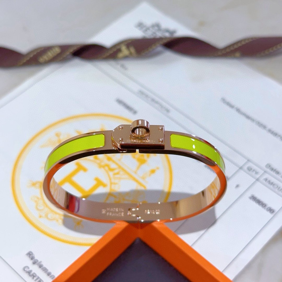 H**me5 Mini Clic Kelly Bracelet Green And Rose Gold H200004Fo4Spm