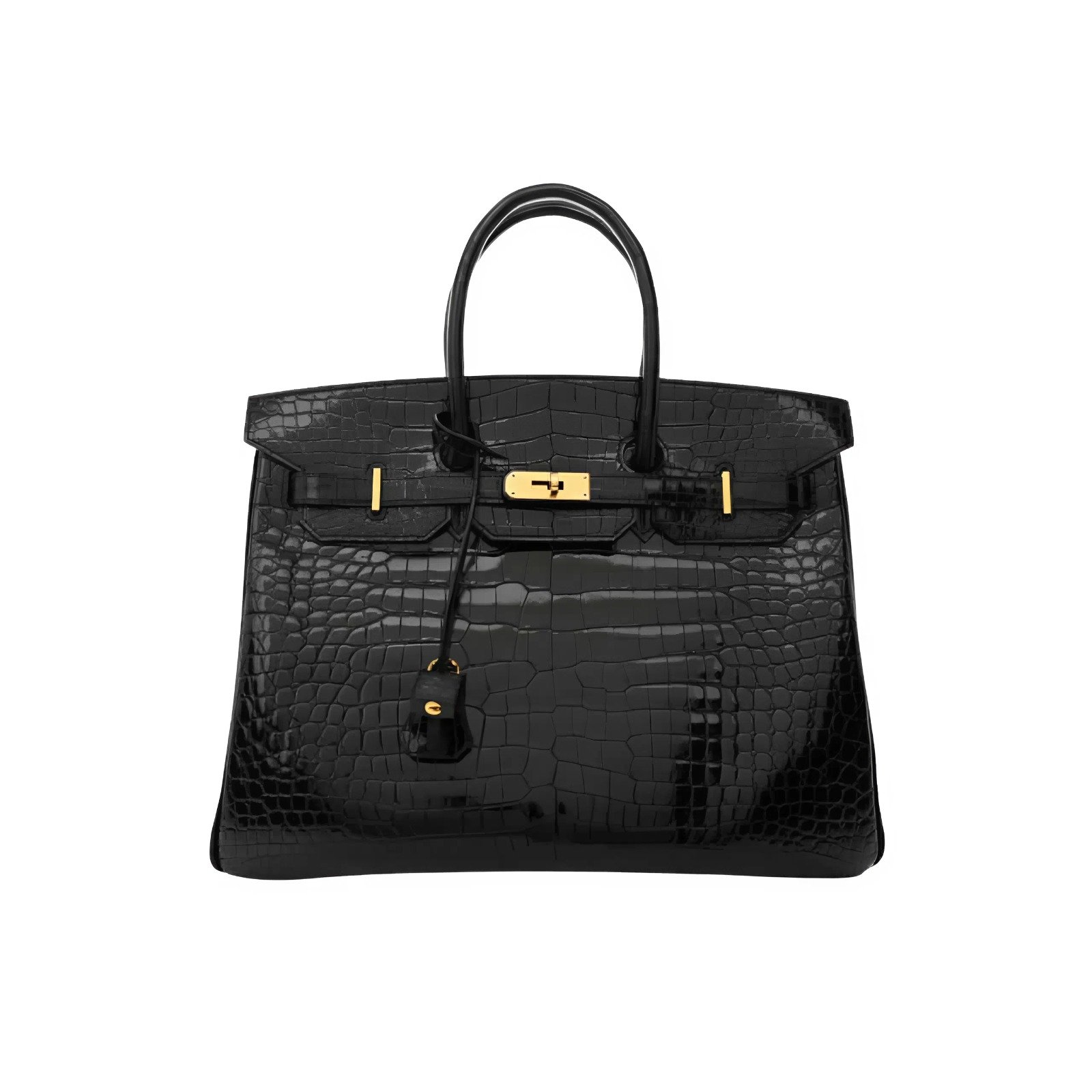 H**me5 Birkin 30 Shiny Porosus Crocodile Black Noir 30Cm