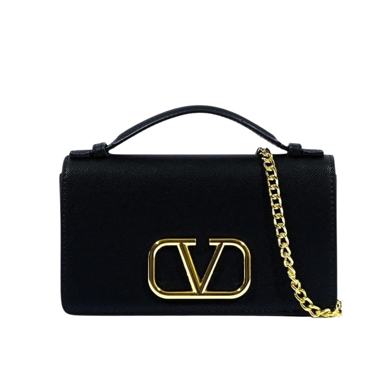 Va1e*ntin0 Garavani Vlogo Signature Grainy Wallet With Chain Black 22Cm