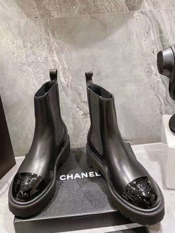 Ch**el Short Boots Matte Leather Black