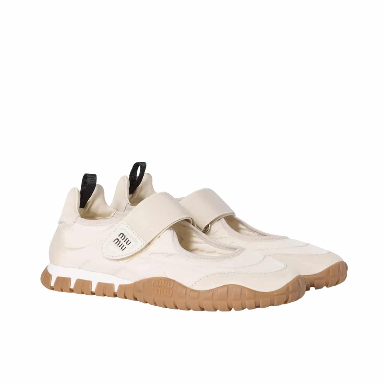 M1um1u Tyre Technical Fabric And Suede Ballerinas Ivory 5F416E D7C F0304 F 005