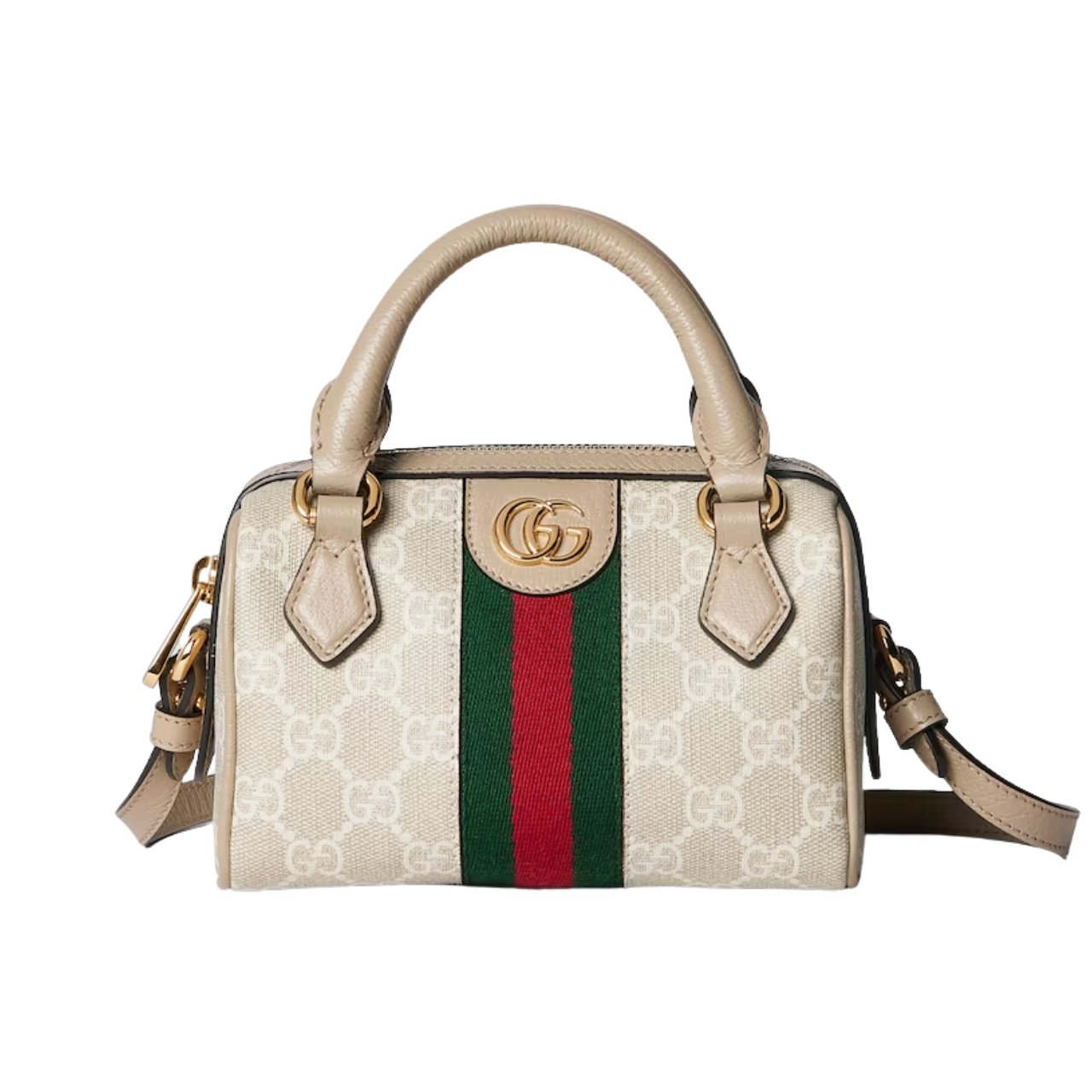 Gvc*1 Ophidia Mini Boston Bag Beige And Oatmeal 17Cm 781490 Uulag 9643