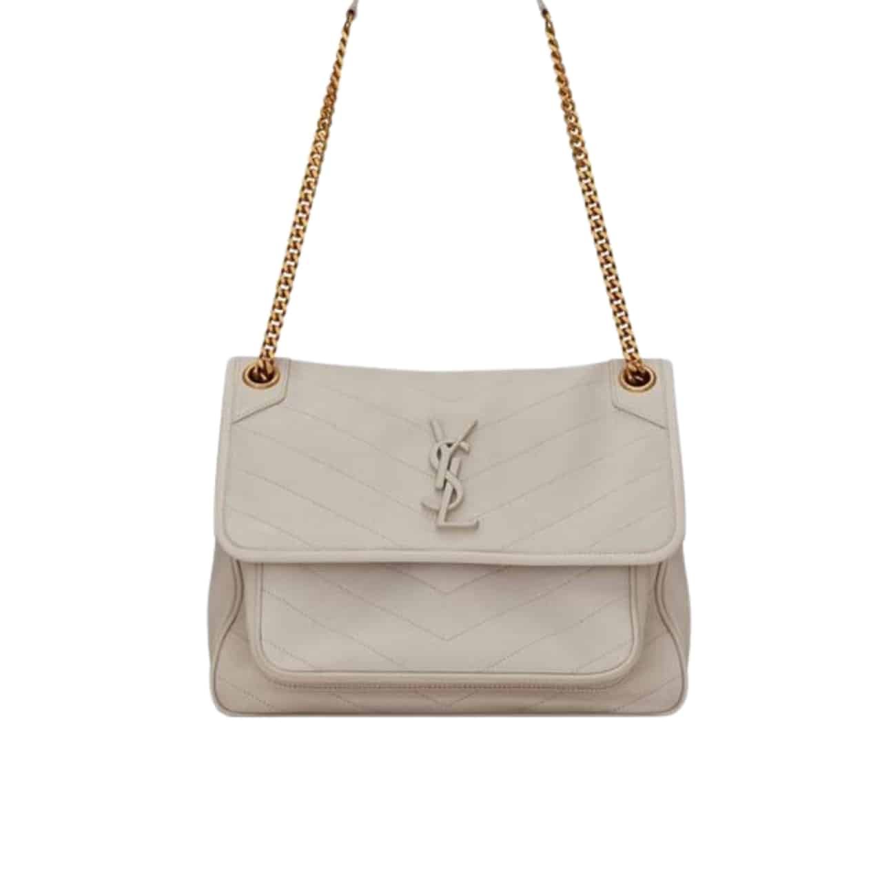 Sa1nt Lau*nt Niki Medium In Vintage Leather White 28Cm