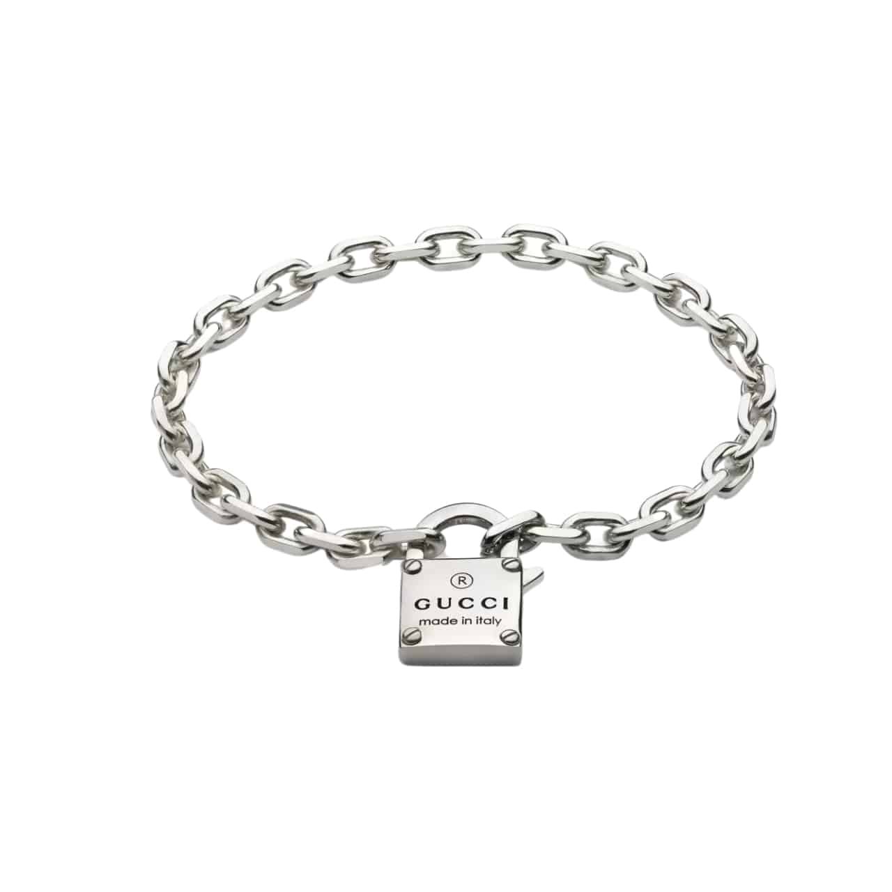 Gvc*1 Trademark Silver Chain ​​Bracelet With Padlock
