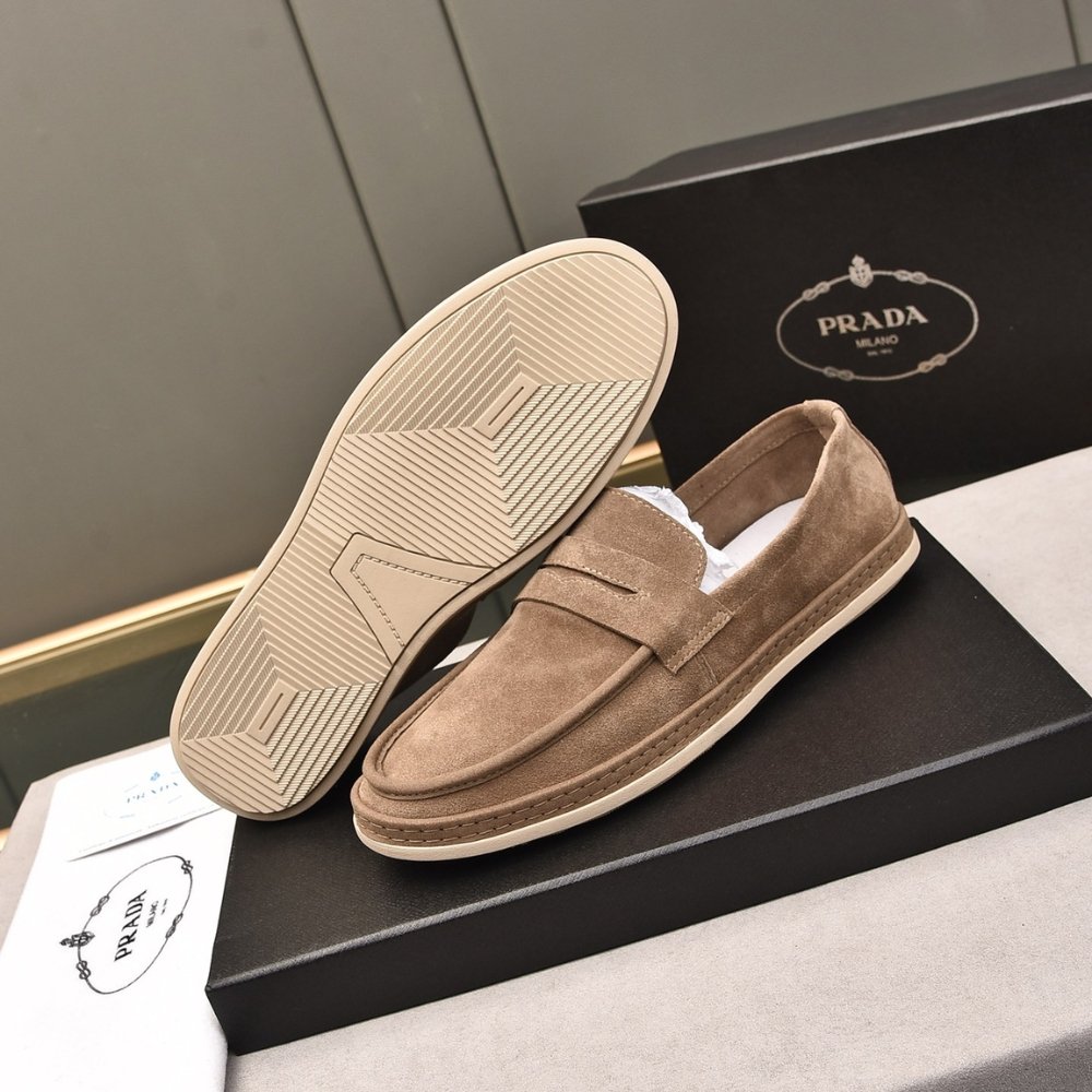 Pra*a Suede Loafers Leather Brown