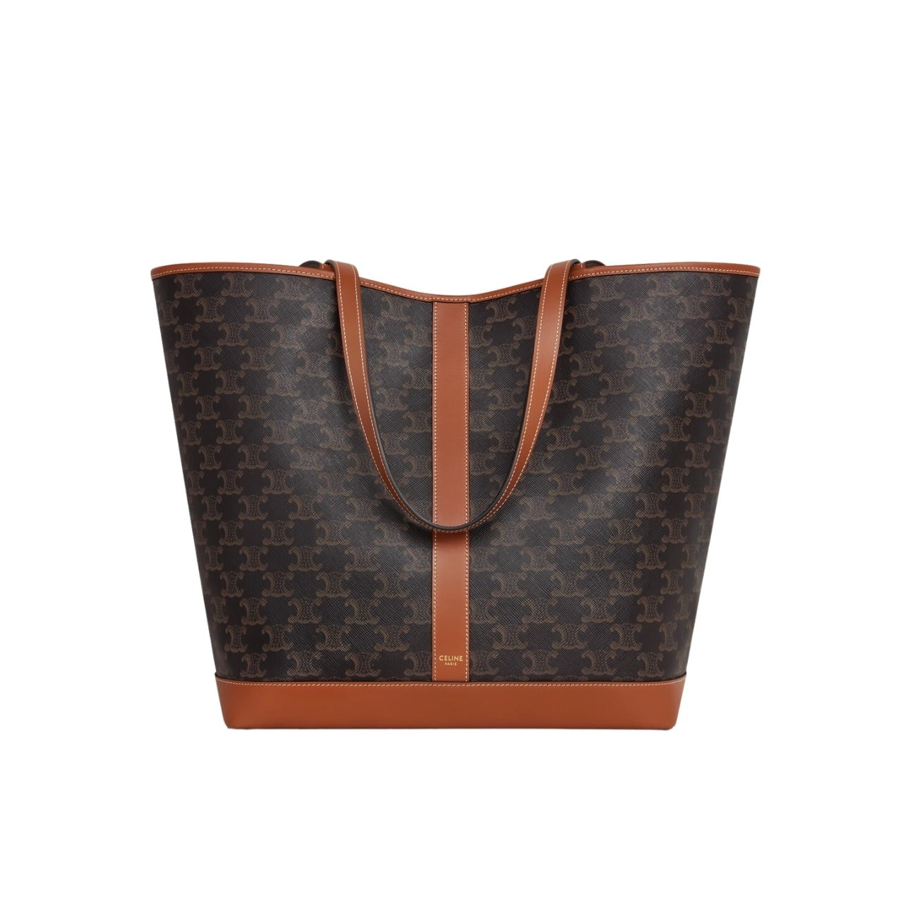 Ce1i*e Medium Cabas In Triomphe Canvas And Calfskin Tan 28Cm 115072Cas 04Lu
