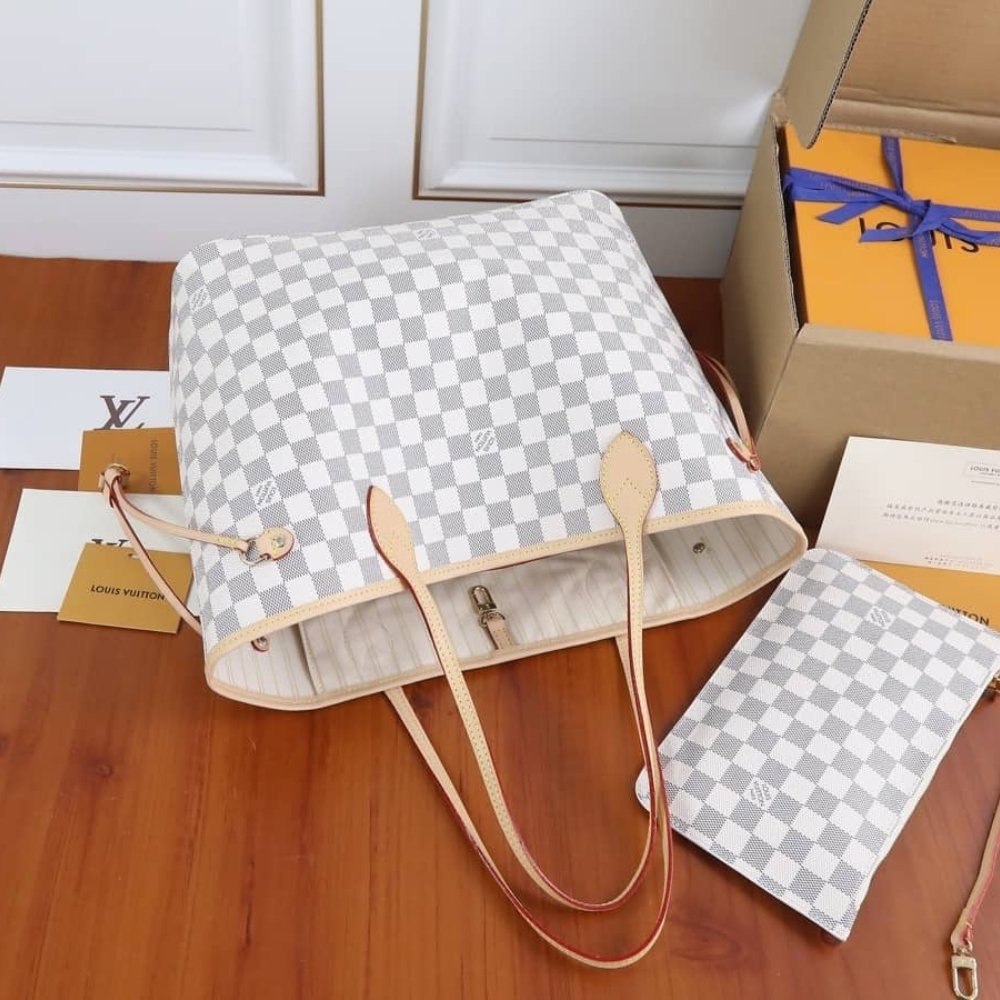 L0vis Vvtt0n Neverfull MM Damier Azur Beige 31Cm N40604