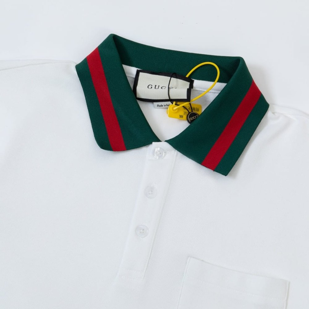 Gvc*1 Cotton Polo Shirt With Embroidery Re Web White And Green Red
