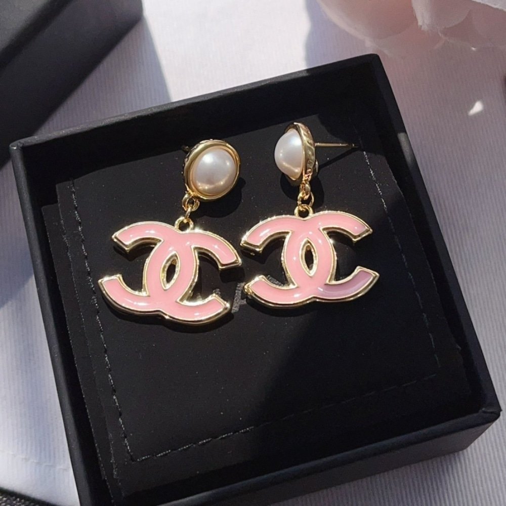 Ch**el Pendant Earrings Pearly White And Pink Abf397 B19975 Naftt