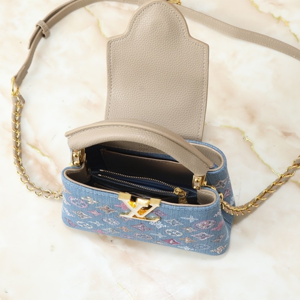 L0vis Vvtt0n Capucines Mini Denim Blue 21Cm M12947
