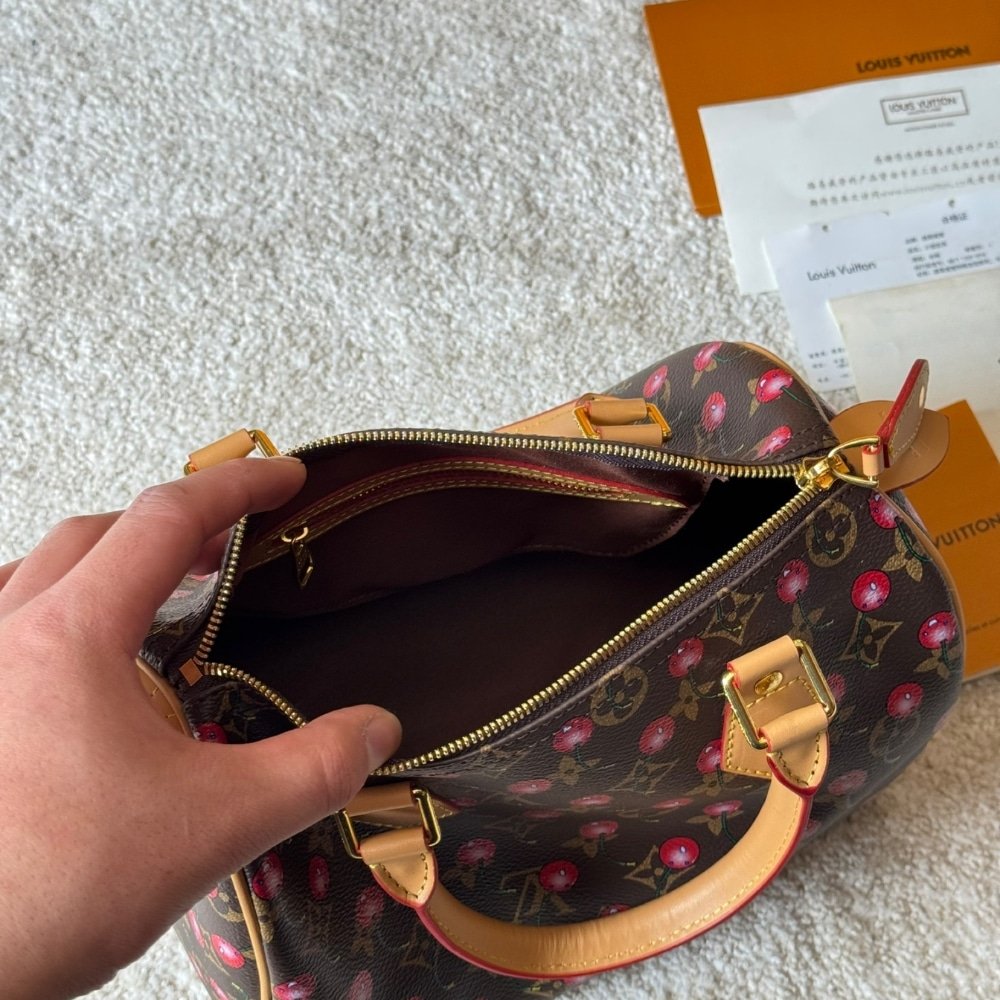 Iconic Set: L0vis Vvtt0n X Takashi Murakami Cerise Speedy 25 And Cherry Porte Monnaie Zippy Wallet