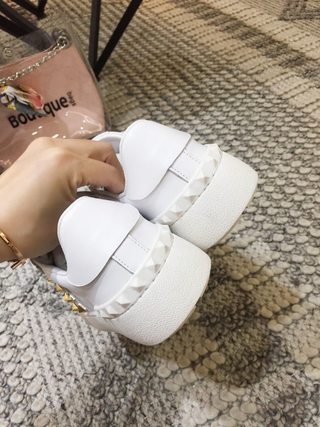 Va1e*ntin0 Calfskin Rockstud Untitled Sneaker Ys0931Bhs 0Bo