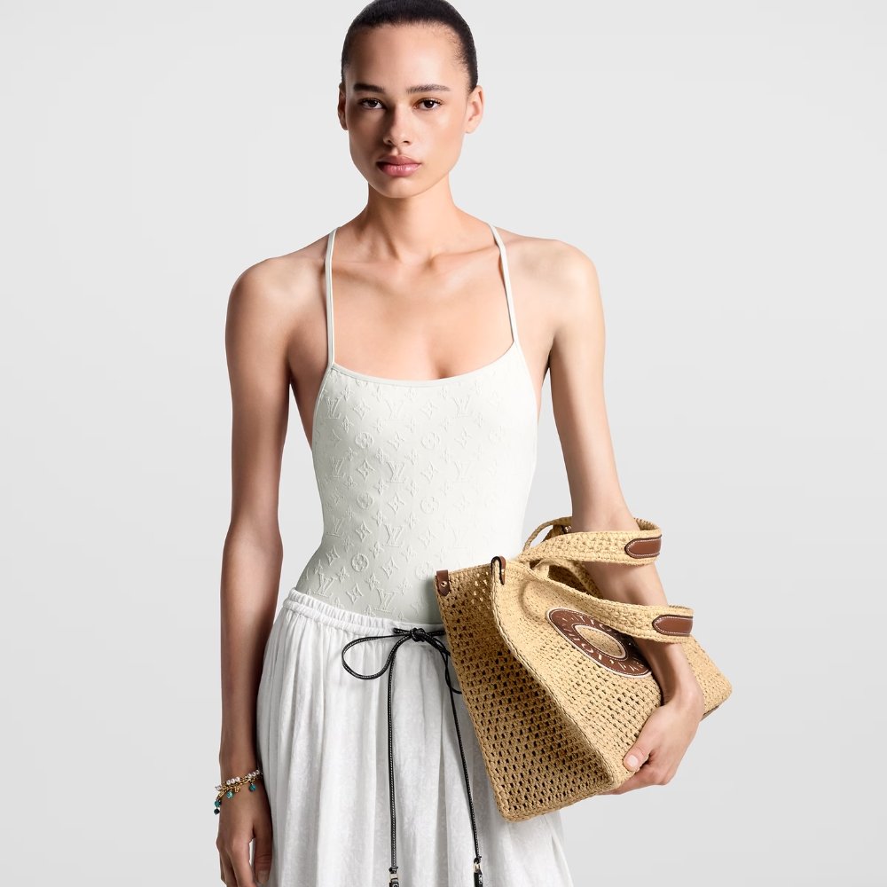 L0vis Vvtt0n Onthego MM Natural Raffia Tan 37Cm M24723