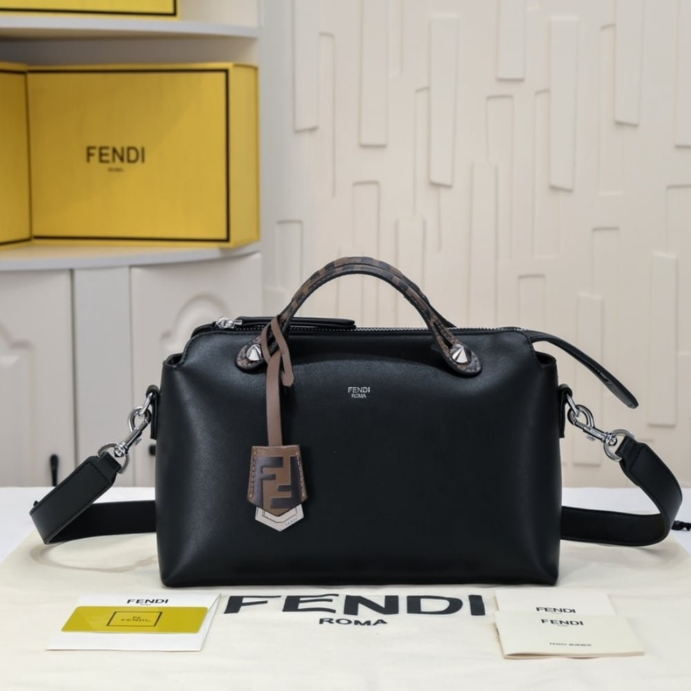 F**di Women By The Way Regular Leather Boston Bag Black 28Cm