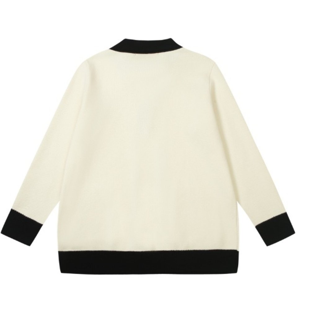 Gvc*1 Knit Cotton Wool Cardigan With Patch Beige