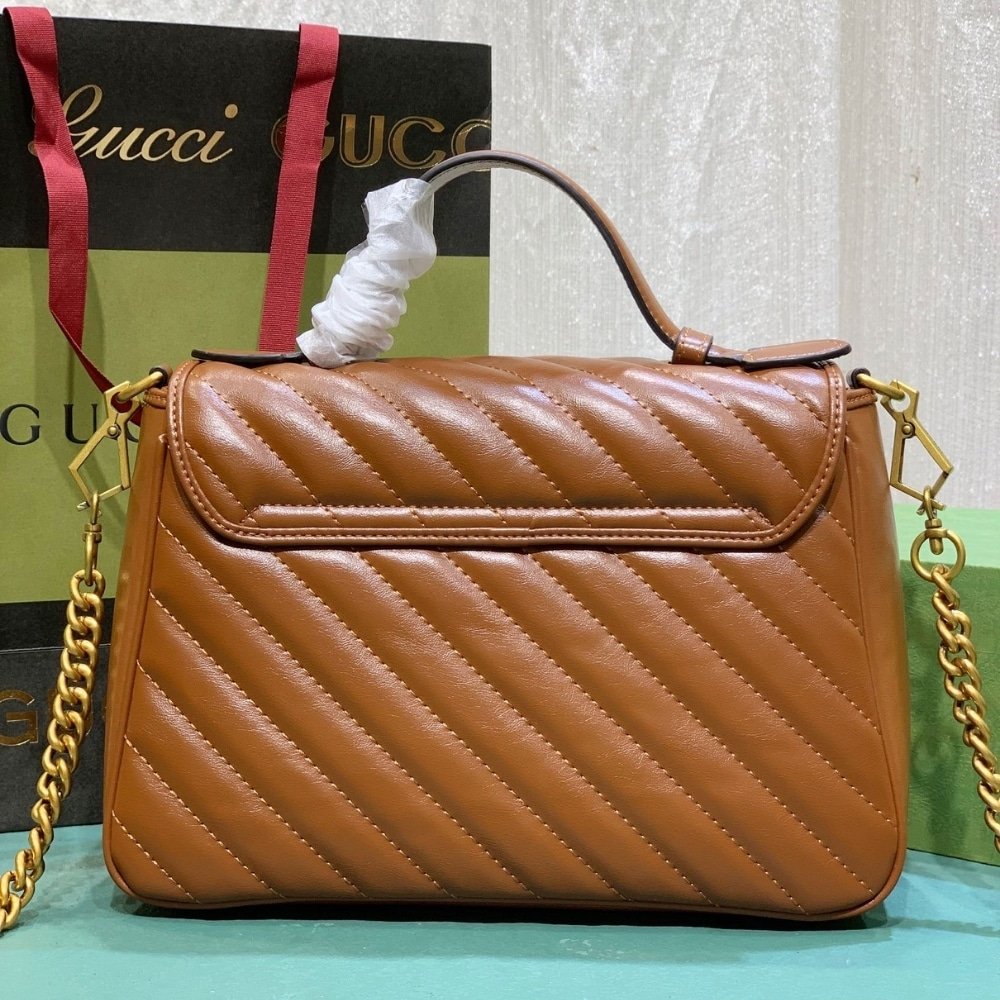Gvc*1 Gg Marmont Mini Top Handle Bag Brown 20Cm