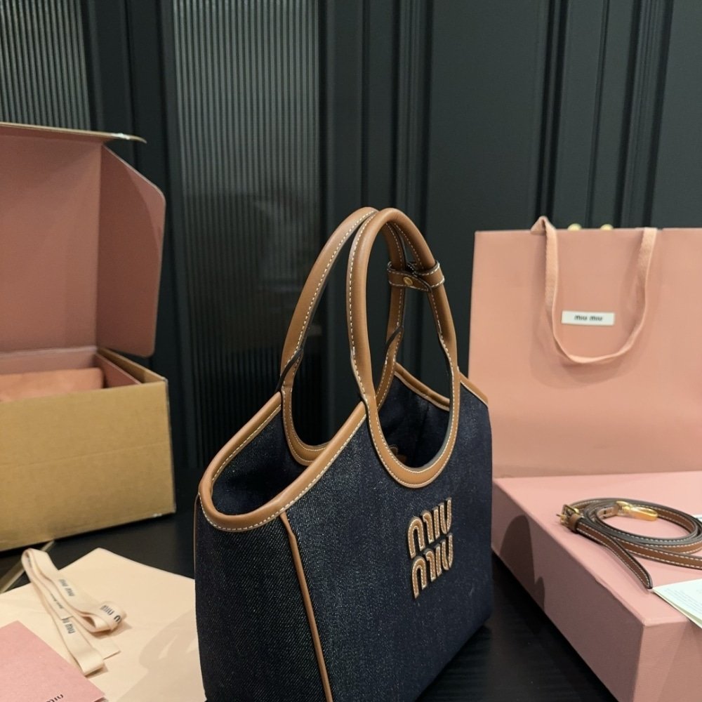 M1um1u Ivy Denim Bag Blue Brandy 22Cm