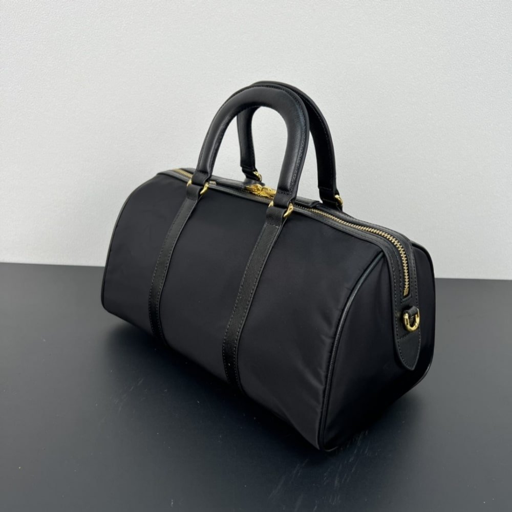 Pra*a Re Edition 1978 Re Nylon X Saffiano Medium Top Handle Bag Black 31Cm 1Bb233 R064 F0002 V Zom