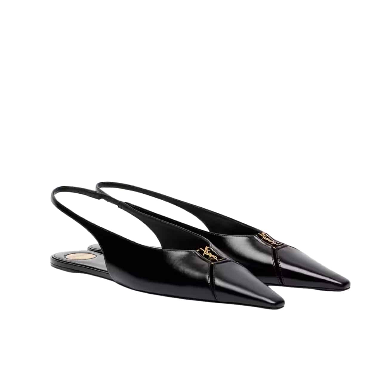 Sa1nt Lau*nt Babylone Slingback Flats In Smooth Leather Black 800240Aaehi1000