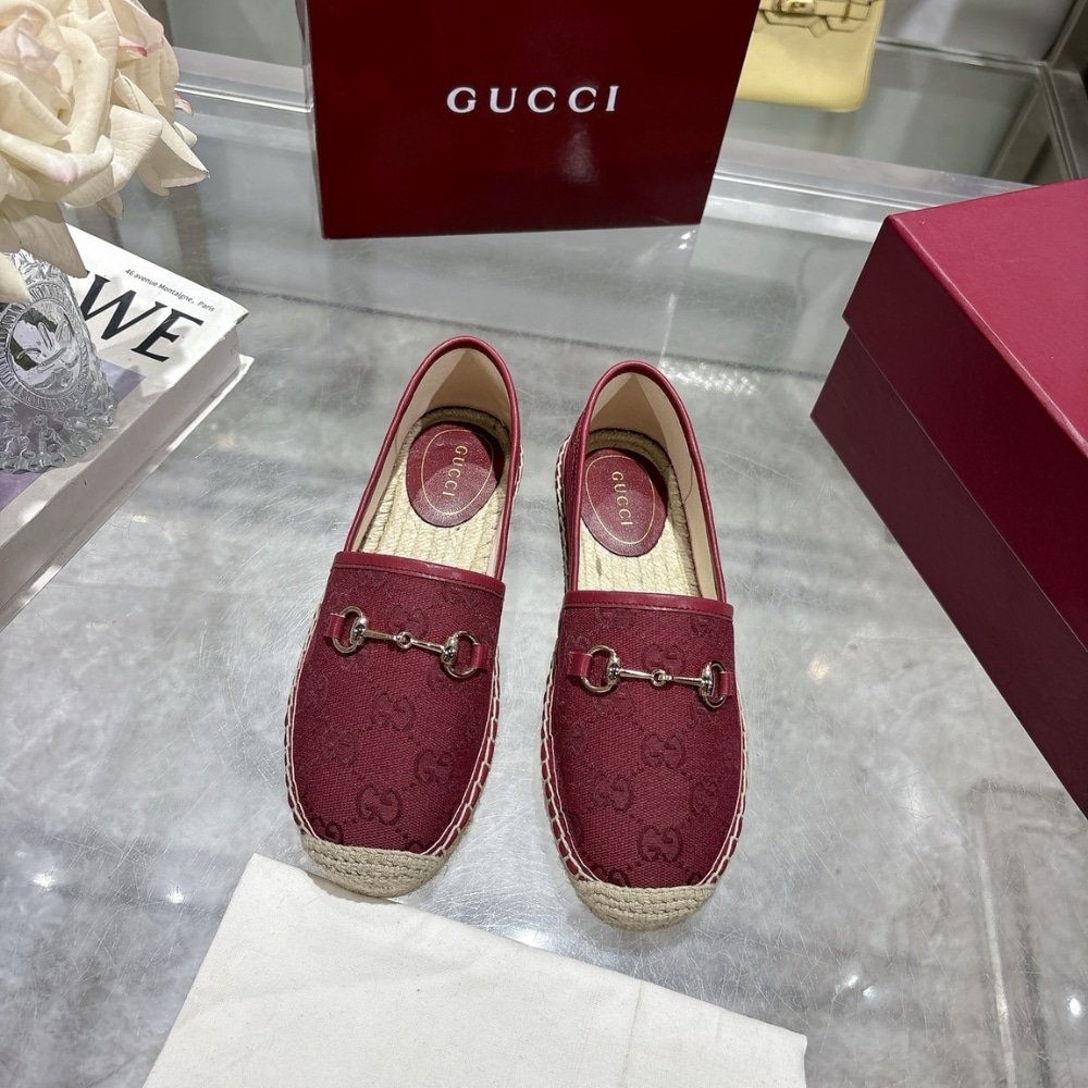 Gvc*1 Women Espadrille With Horsebit Burgundy Gg Canvas