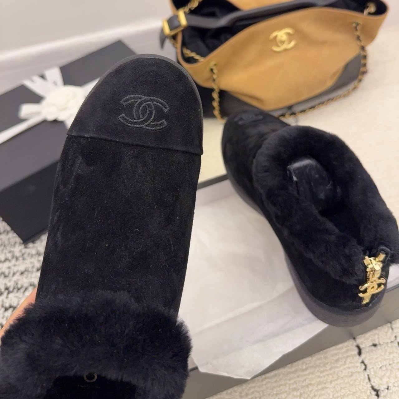 Ch**el Short Boots Shearling Black G45940 B17918 94305