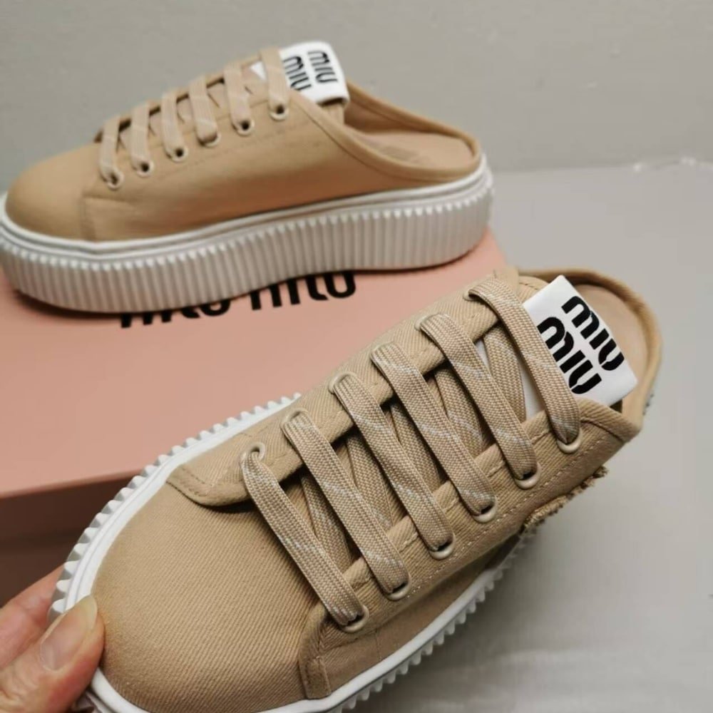 M1um1u Denim Sneaker Mules Colonial Beige 5E390E 3Ars F0044 F 005