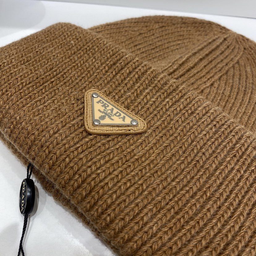 Pra*a Wool And Cashmere Beanie Sliver Brown Umd489 3Im F0040 S 211