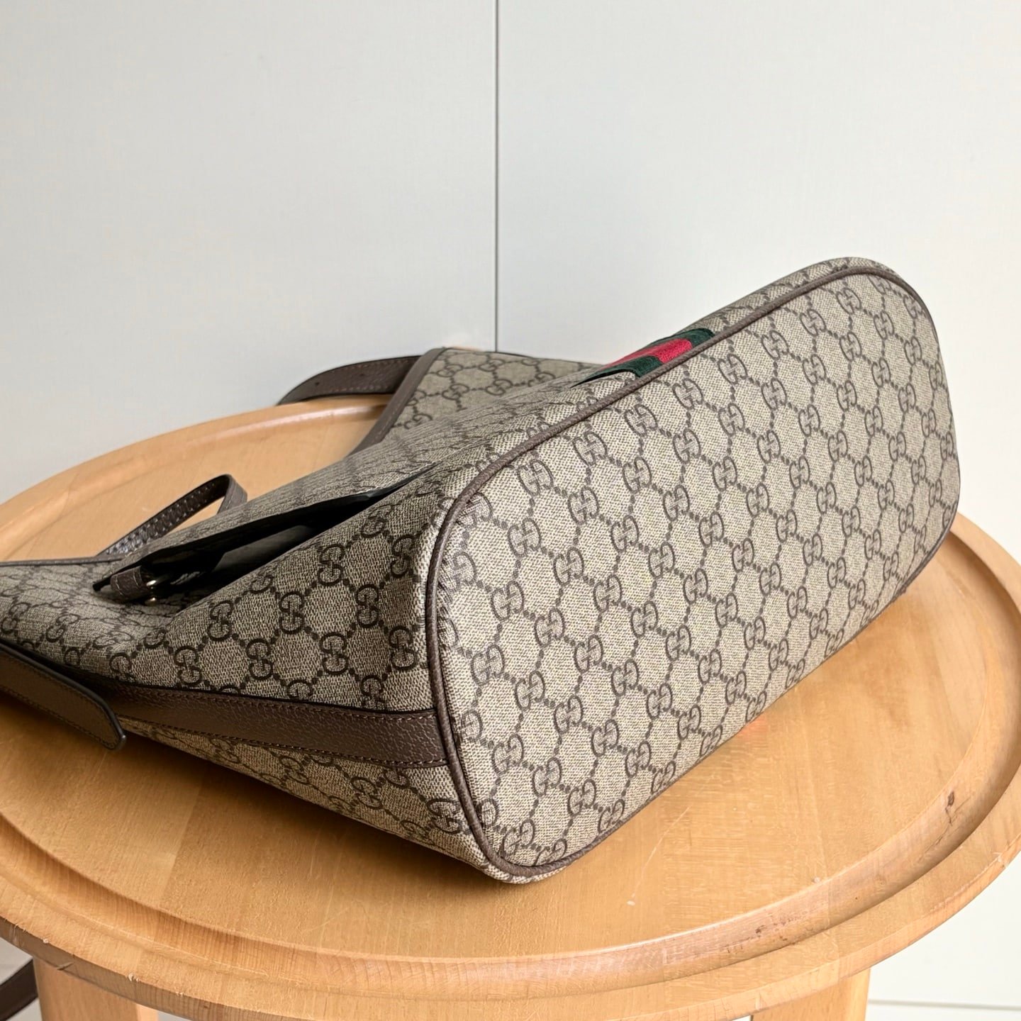 Gvc*1 Ophidia Large Shoulder Bag Beige And Dark Brown 33Cm ‎836871 Fae0K 9853