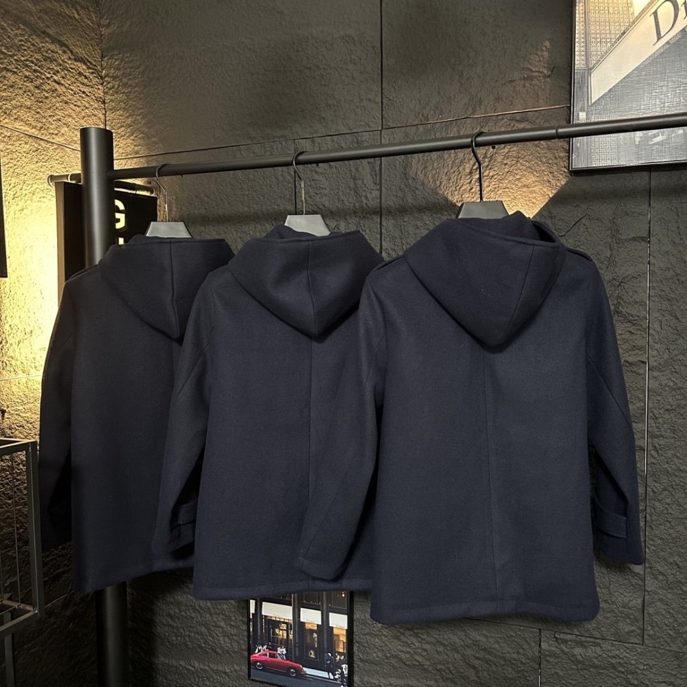 Ce1i*e Hooded Triomphe Coat In Wool Felt Navy 2W97C863C 07Mr